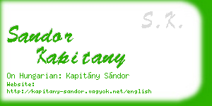 sandor kapitany business card