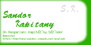 sandor kapitany business card
